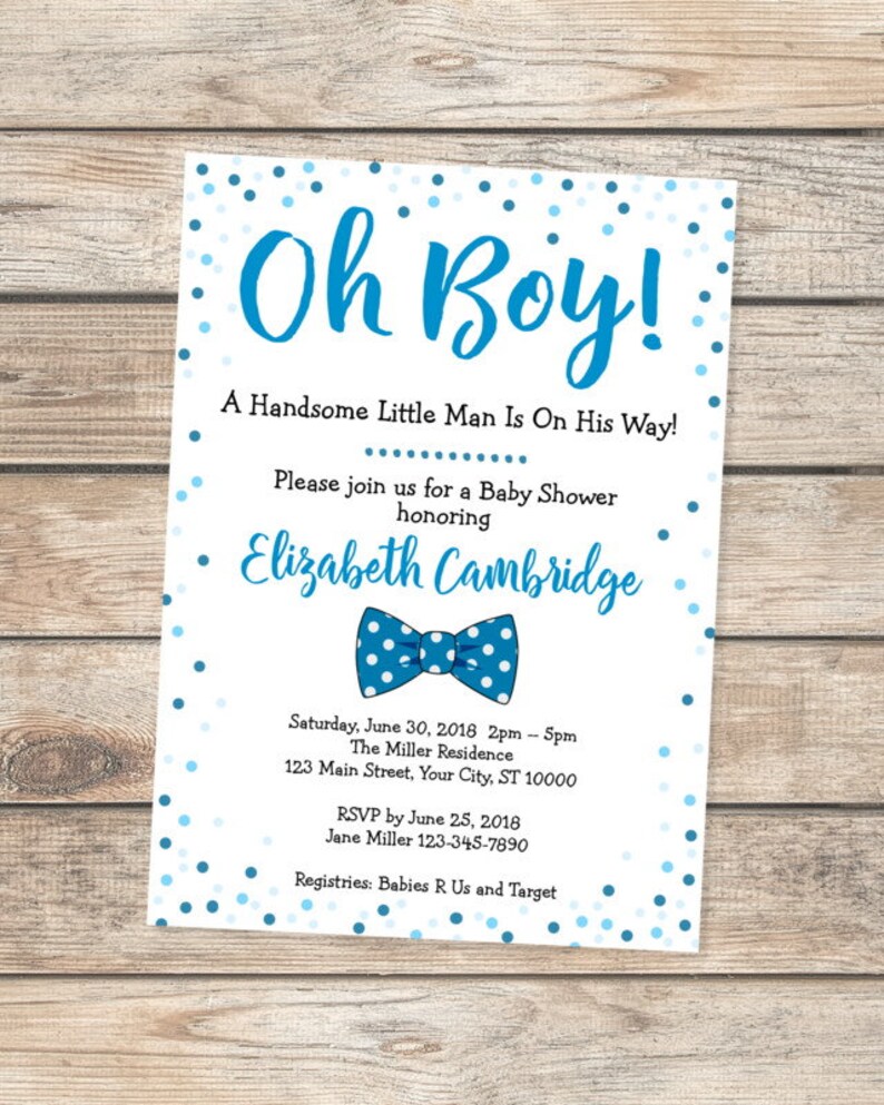 Oh Boy Baby Shower Invitation Little Man Baby Shower Etsy