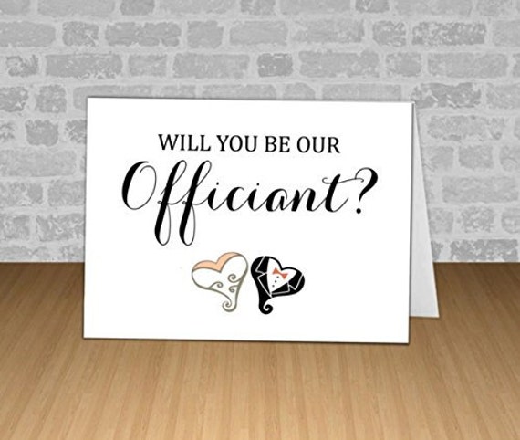 Will You Be Our Officiant? Wedding Day Note Card, Hearts Bride and Groom, Folded Card with Envelope, 4.25"x6", Printed Il_570xn
