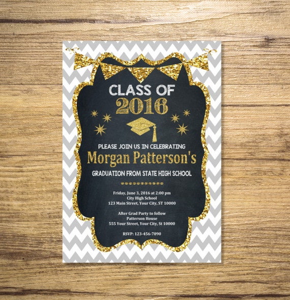 graduation party invitation chevron