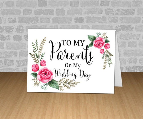 To My Parents On My Wedding Day, Watercolor Roses Card, Parents Wedding Day Note Card, Printed With Envelope Il_570xn