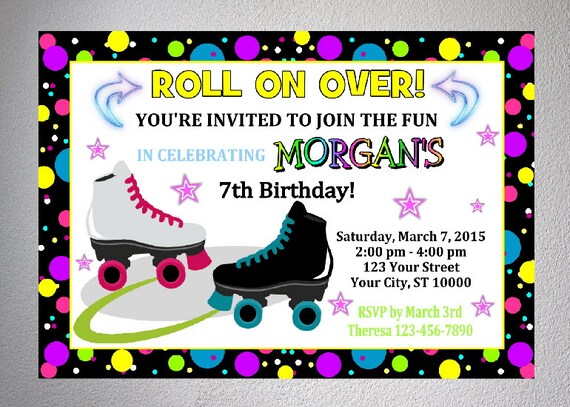 Rollerskating Party Invitation Printable Roller Skate Birthday