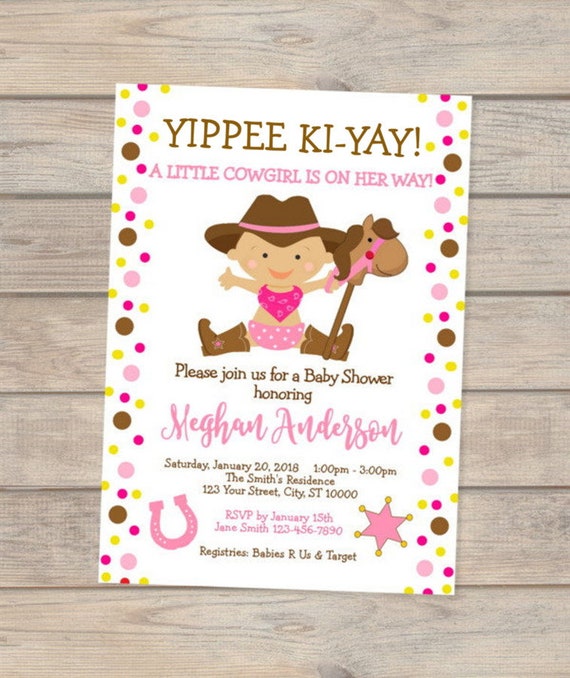 Little Cowgirl Baby Shower Invitation Western And Wooden Horse