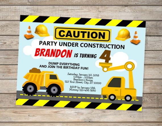 Construction Birthday Invitation, Custom Dump Truck Birthday Party Invitation, Dumptruck Invitation, Construction Party, Digital Or Printed Il_570xn