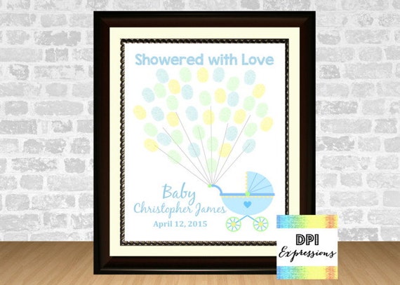 Baby Shower Fingerprints Balloons Guest Book Custom Boy Baby Shower Baby Shower Fingerprints Balloons Guest Book Custom Boy Baby Shower