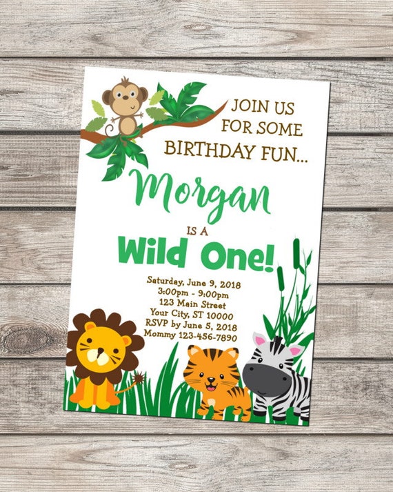 Wild One Birthday Party Invitation Jungle Animals 1st Birthday - Etsy Norway Wild One Birthday Party Invitation Jungle Animals 1st Birthday - Etsy Norway