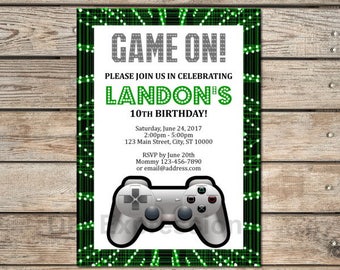 Video Game Birthday Party Invitation, Gaming Party Invitation, Gamer Invites, Custom Video Games Invitation, Gamer Party Invitation