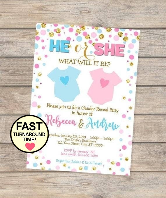 Gender Reveal Invitation Custom Pink And Blue Gender Reveal Etsy Gender Reveal Invitation Custom Pink And Blue Gender Reveal Etsy