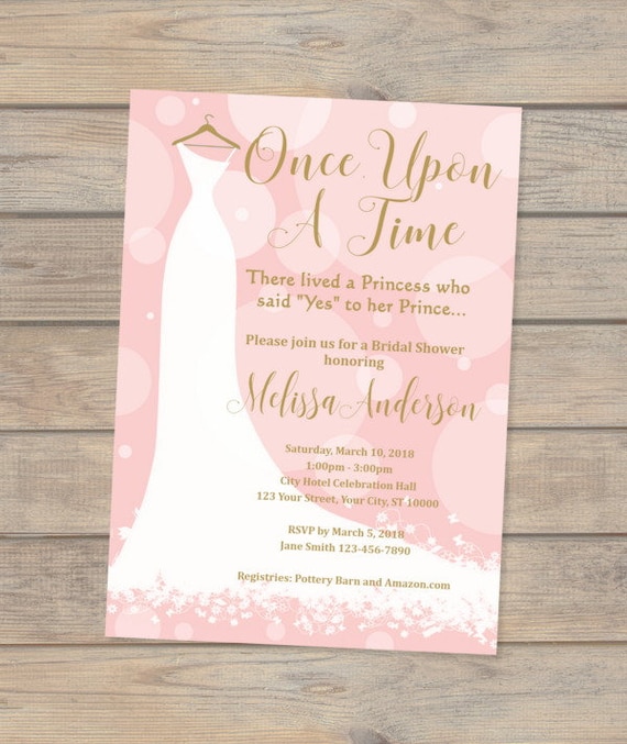 Once Upon A Time Bridal Shower Invitation, Fairytale Dress Invitation, Wedding Dress Bridal Shower Invitation, Wedding Gown Invitation Il_570xn