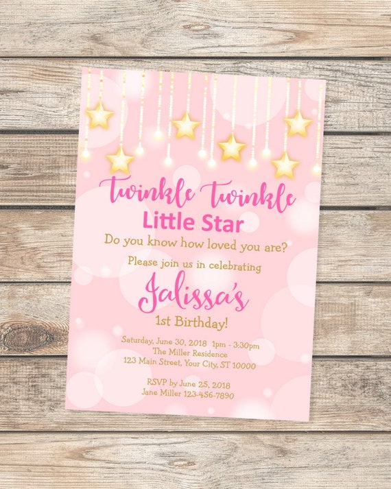 Twinkle Twinkle Little Star Invitation First Any Age 1st