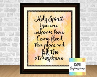 Holy Spirit You Are Welcome Here, Printable Christian Wall Art, Printable Wall Decor, DIY INSTANT DOWNLOAD