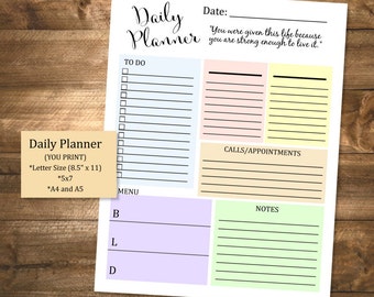 Printable Daily Planner, To Do List, Printable Organizer, Checklist, INSTANT DOWNLOAD