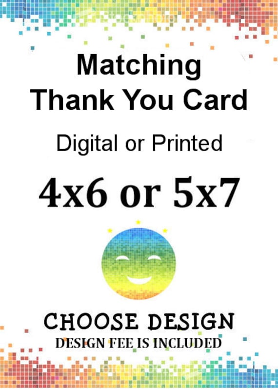 Matching Thank You Card, Select Designs, Flat, One Sided, Digital Or Printed Il_570xn