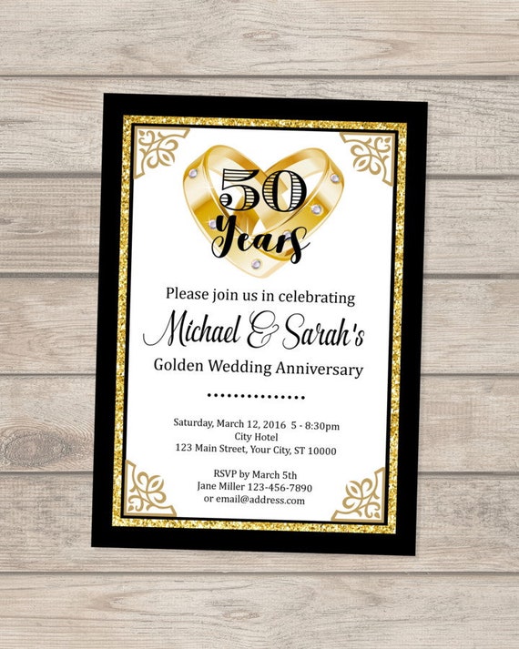 golden wedding anniversary invitation