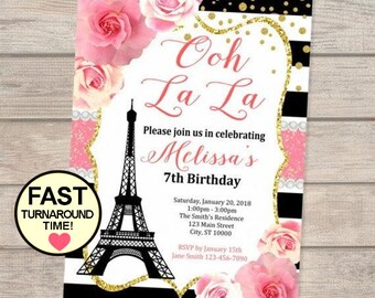 Eiffel Tower Invitation | Etsy