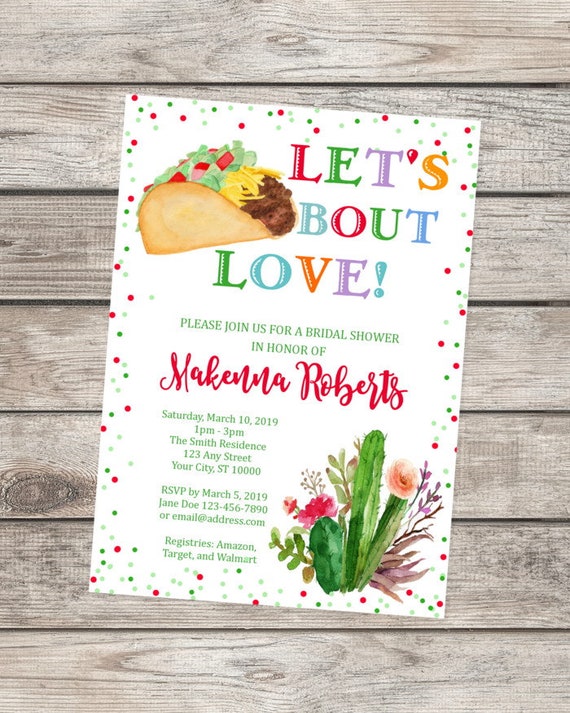 Let's Taco Bout Love Bridal Shower Invitation, Fiesta Bridal Shower Invitations, Mexican Theme Bridal Shower Invitation, Taco Invitations Il_570xn