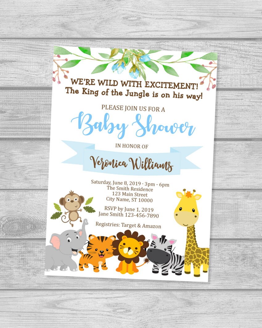 Safari Baby Shower Invitation Jungle Animals Invitation Baby - Etsy Safari Baby Shower Invitation Jungle Animals Invitation Baby - Etsy