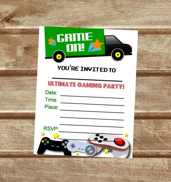 Video Game Birthday Party Invitations Printable Birthday 