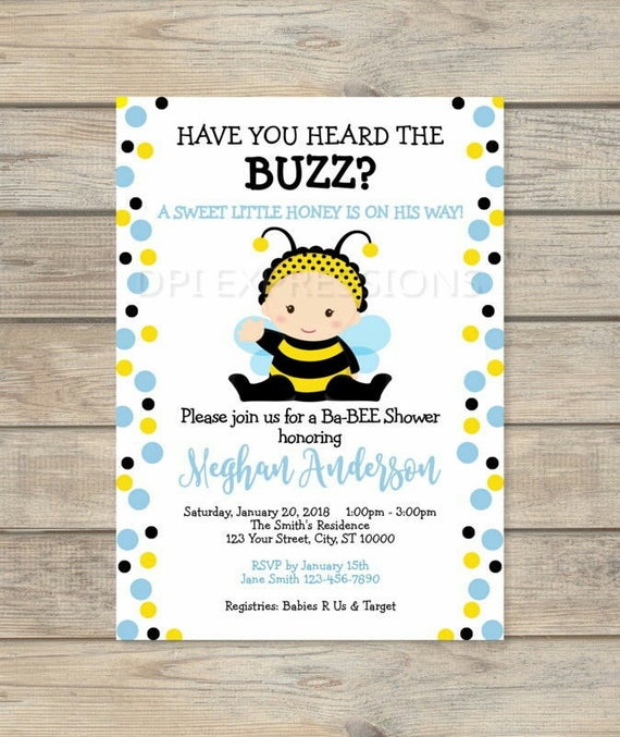 bumble bee baby shower invitations