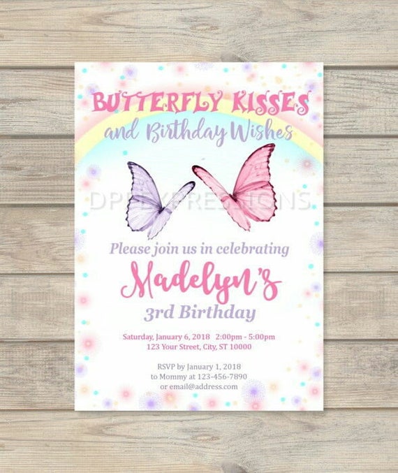 Butterflies Birthday Party Invitation, Magical Whimsical Butterfly invitation, Rainbow and Sparkles Butterfly Invites, Digital Or Printed Il_570xn