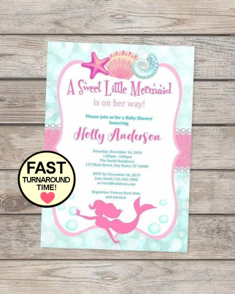 Mermaid Girl Baby Shower Invitation Mermaid Under the Sea Etsy