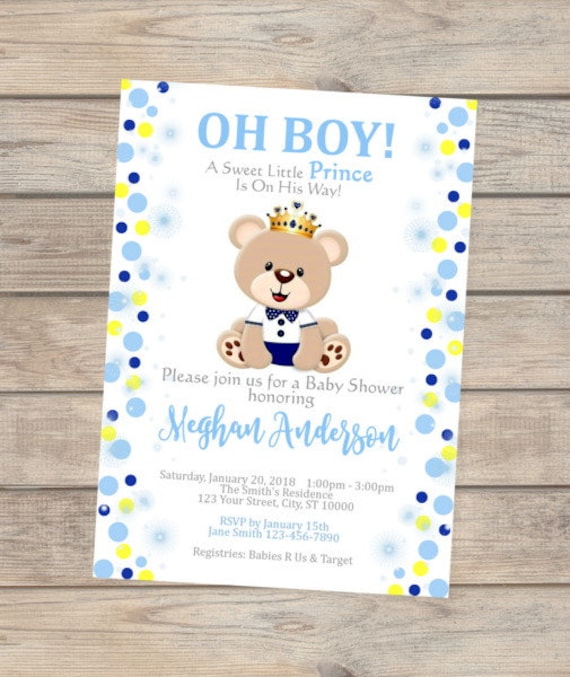 Prince Baby Shower Invitation Teddy Bear Baby Shower Invitation Prince Baby Shower Invitation Teddy Bear Baby Shower Invitation