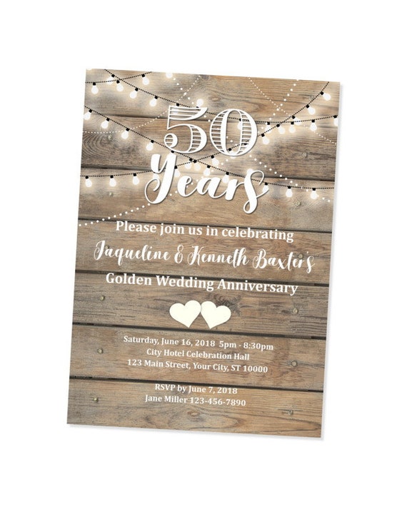  50th  Anniversary  Invitation  String Of Lights Wedding  