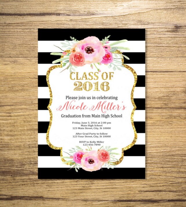 graduation party invitation black