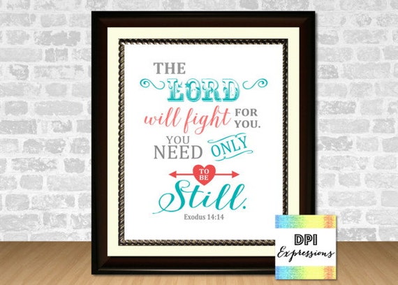 INSTANT DOWNLOAD Christian Art Print, The Lord Will Fight For You, Bible Verse, Printable Art, Typography Art Print, Wall Decor, DIY Poster Il_570xn