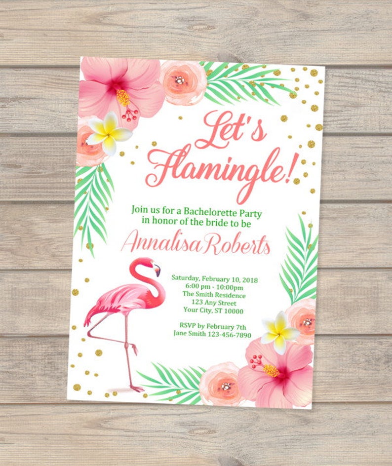 Flamingo Bachelorette Party Invitation, Let's Flamingle Bachelorette Party Invitation, Pink Flamingo Invitation, Let's Flamingle Invite image 1