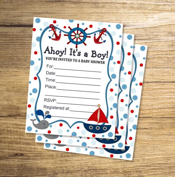 Nautical Party Fill In Invitations Printable Nautical Theme Baby Nautical Party Fill In Invitations Printable Nautical Theme Baby