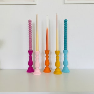 Colorful wooden candle holder. Candlestick Holders.