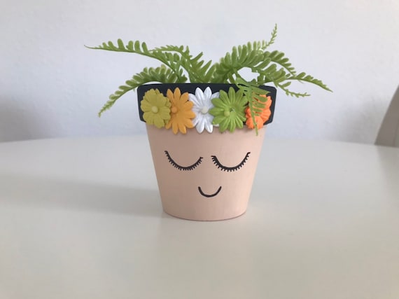 Flower Planter Design. Indoor Pot. Happy Face Vase. Modern Boho Planter. Bohemian Planter
