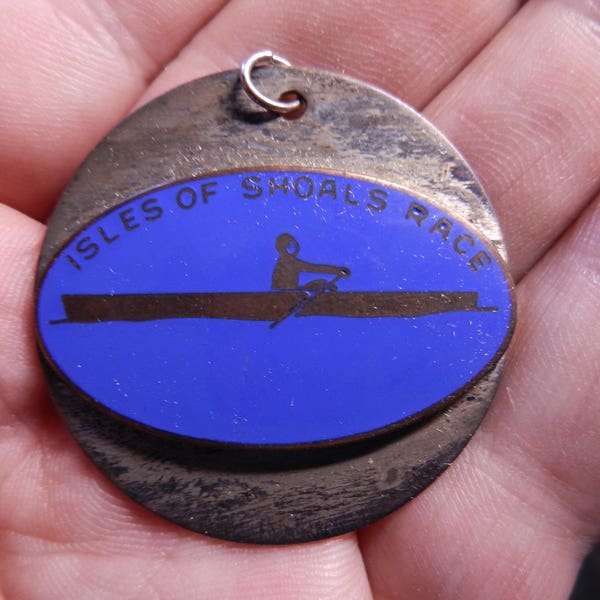 Large Sterling Silver and Enamel Isles of Shoals Race Medal Award