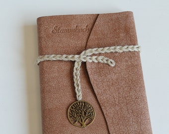 Tree family book made of buffalo leather, terracotta, format: traditional with 6 ring mechanism, no DIN A5/A4