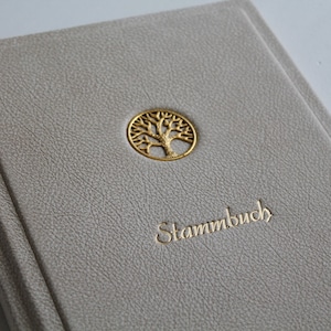 Stammbuch DIN A5 GOLDENE LEBENSBAUM aus beigem Büffelleder