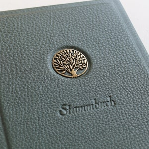Stammbuch DIN A5 LEBENSBAUM aus grünem Nappaleder