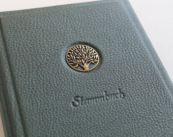 Family book DIN A5 TREE OF LIFE made of green nappa leather