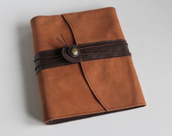 Organizer, ring binder, planner, binder A5 made of brown buffalo leather