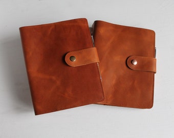 Ring binder, notebook, sketchbook, idea book A5 made of brown nappa leather vintage style