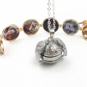 4 Photo Locket,Family Locket,Multi Photo Locket Necklace,Four Photo Locket,Angel Wing Locket