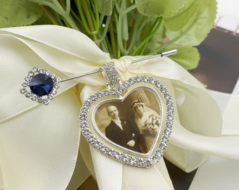 Double Sided Wedding Bouquet Charm with Photo,Memorial Bouquet Photo Charm,Bridal Bouquet Charm with Picture,Bride Keepsake