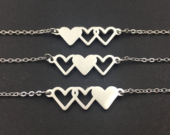 Collier soeur pour 3, collier meilleure amie pour 3, collier de l'amitié pour 3,3 collier coeur, 3 collier soeur, 3 bijoux meilleure amie