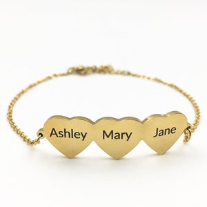 3 Heart Bracelet,Three Heart Bracelet,Best Friend Bracelet For 3,Sister Bracelet For 3,Friendship Bracelet For 3,3 Sister Bracelet