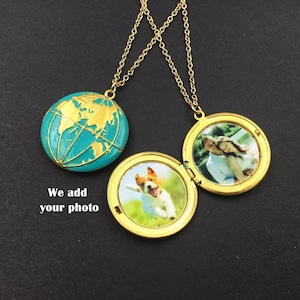 Earth Locket,World Map Locket,Globe Locket,Long Distance Relationship,Travel Necklace,Graduation Locket