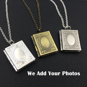 Book Locket Necklace,Book Locket With Photo,Personalized Locket With Photo,Book Necklace,Booklover Gift,Book Lover Gift