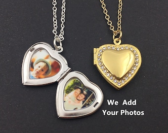 Heart Locket With Photo,Locket Necklace With Photo,Photo Locket Necklace,Locket Necklace For Photo,Tiny Heart Locket Necklace