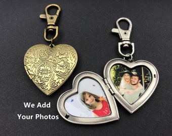 Porte-clés médaillon coeur, grand médaillon coeur, porte-clés médaillon, porte-clés médaillon avec photo, porte-clés médaillon photo, porte-clés médaillon personnalisé
