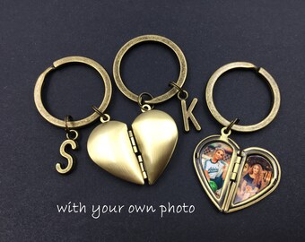 Heart Locket Keychain Antique Brass Accessory