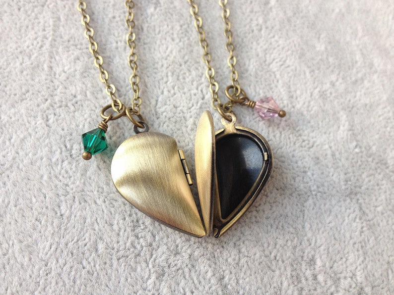 Couples Necklace Personalized Locket Necklace Friendship Etsy