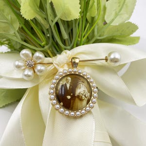 Gold Hochzeit Bouquet Charme mit Foto, Erinnerungsstrauß Foto Charm, Brautstrauß Charme mit Bild, Braut Andenken
